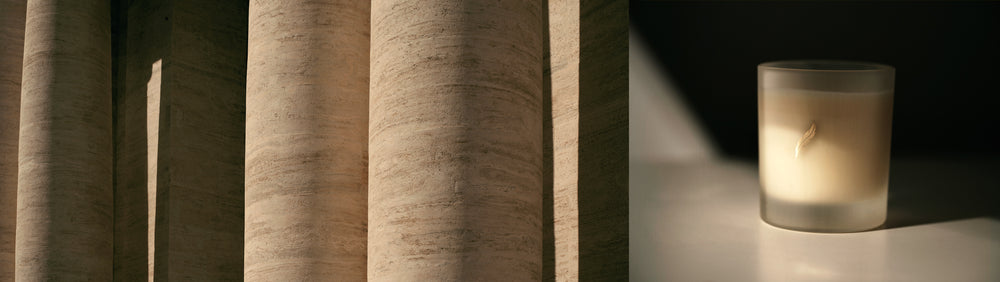 novenary candle and stone pillars