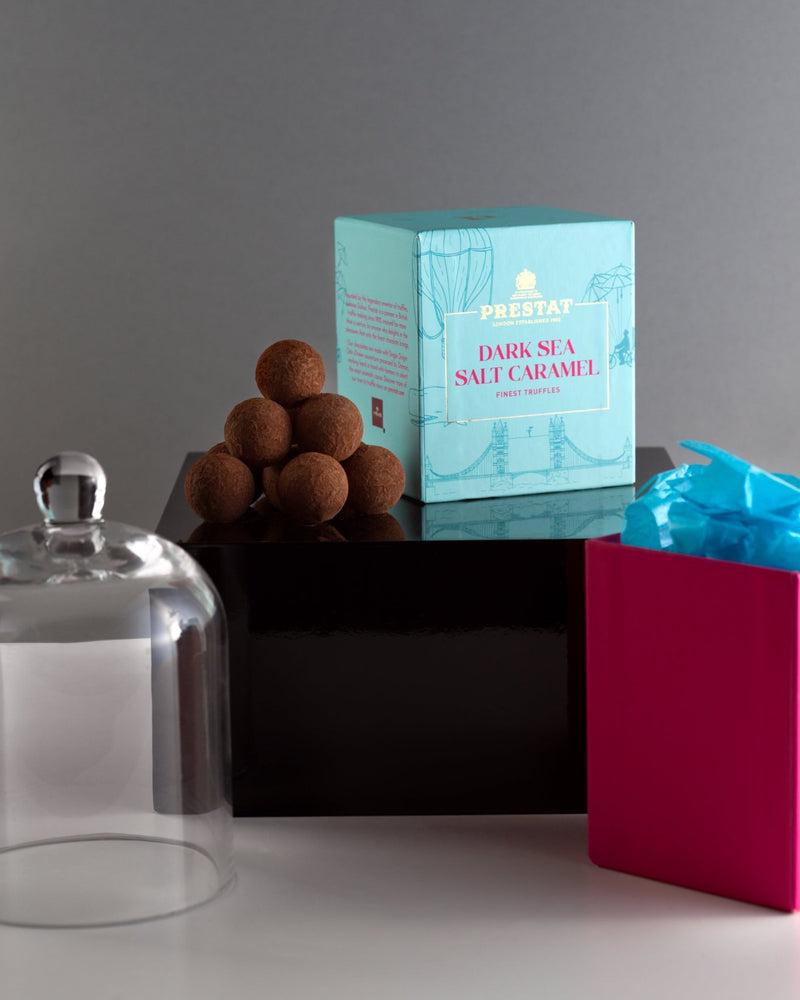Prestat Dark Sea Salt Caramel Truffles And Medium Cloche Gift Set - Novenary
